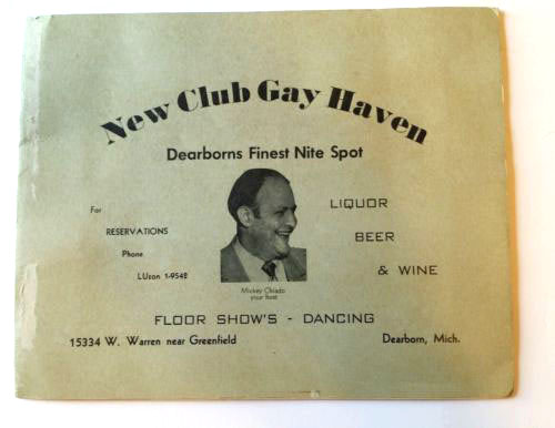 PILGRIMS BAND COLLAGE CLUB CALLED GAY HAVEN IN DEARBORN MICHIGAN AD